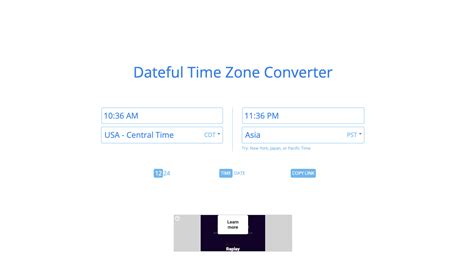 dateful time zone converter|timezone conversión.